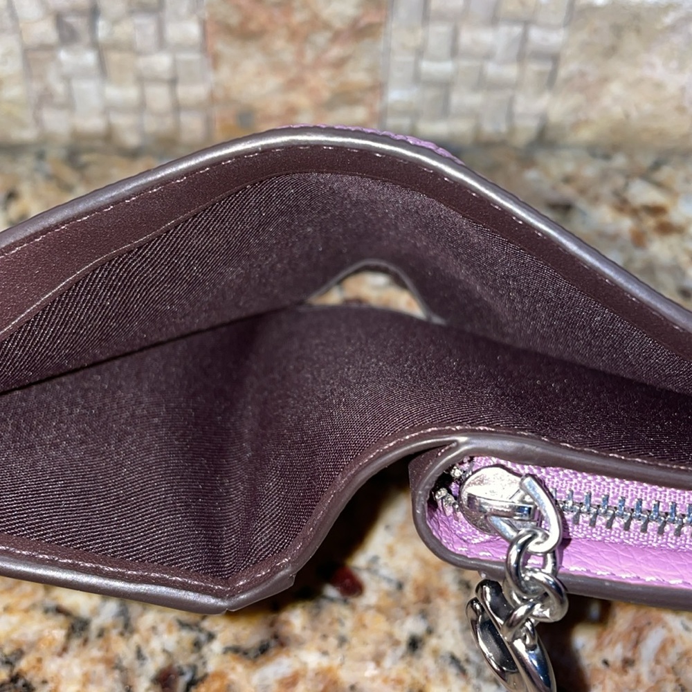 EUC Coach Compact Snap Wallet Lilac Pebbled Leather Silver Hardware - Picture 12 of 14